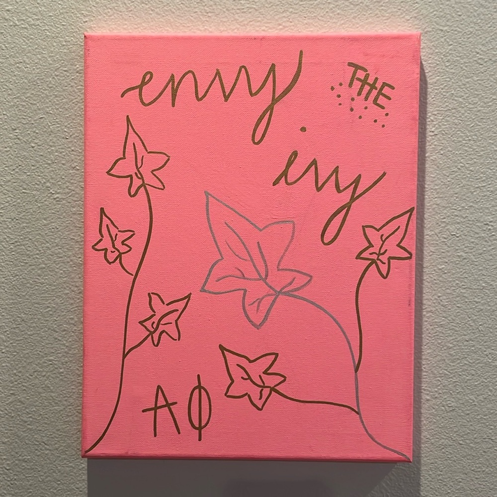 Alpha Phi sorority wall art Envy the Ivy pink gold silver home decor dorm room